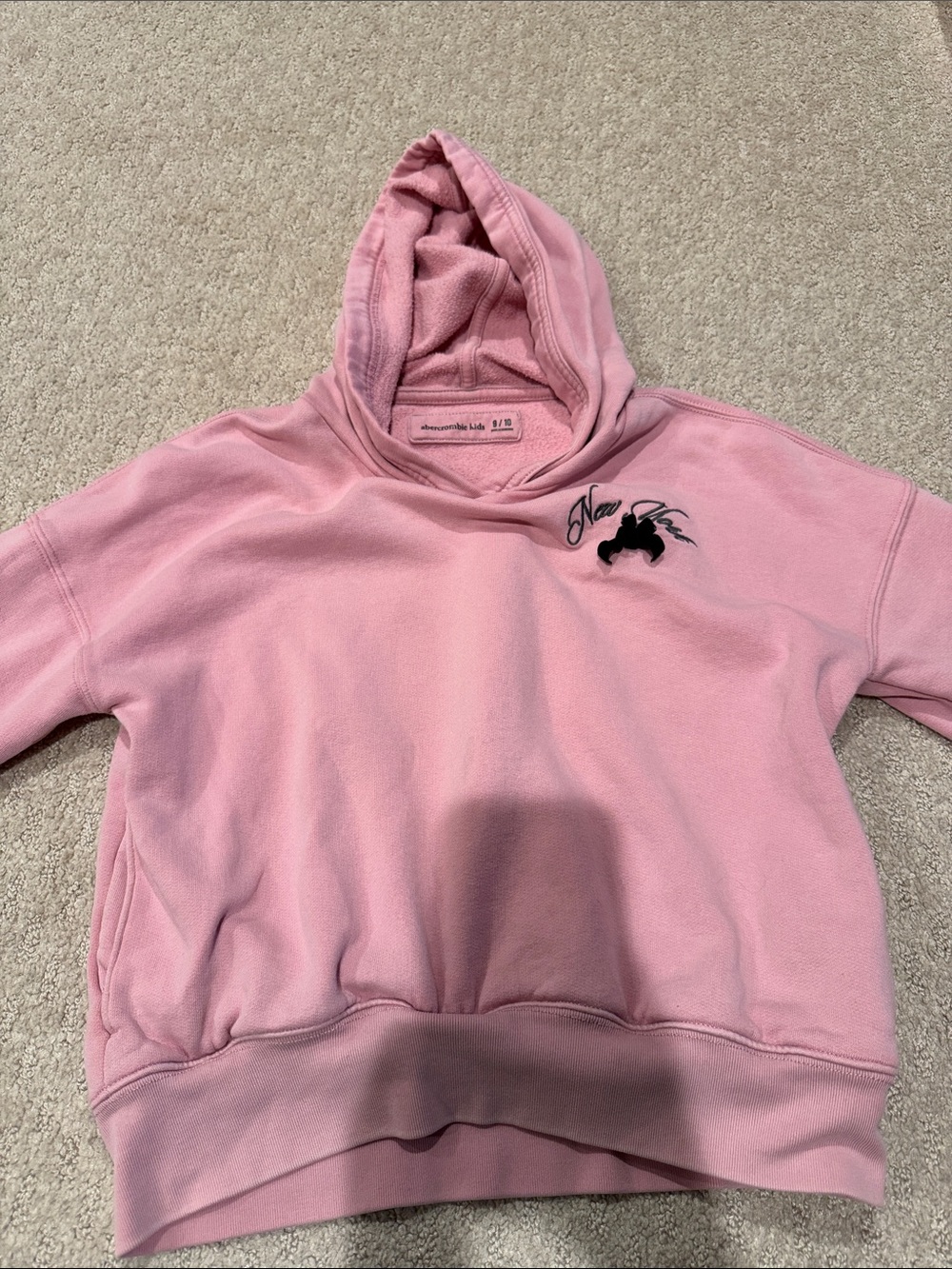 abercrombie kids Pink Hoodie with Black Graphic